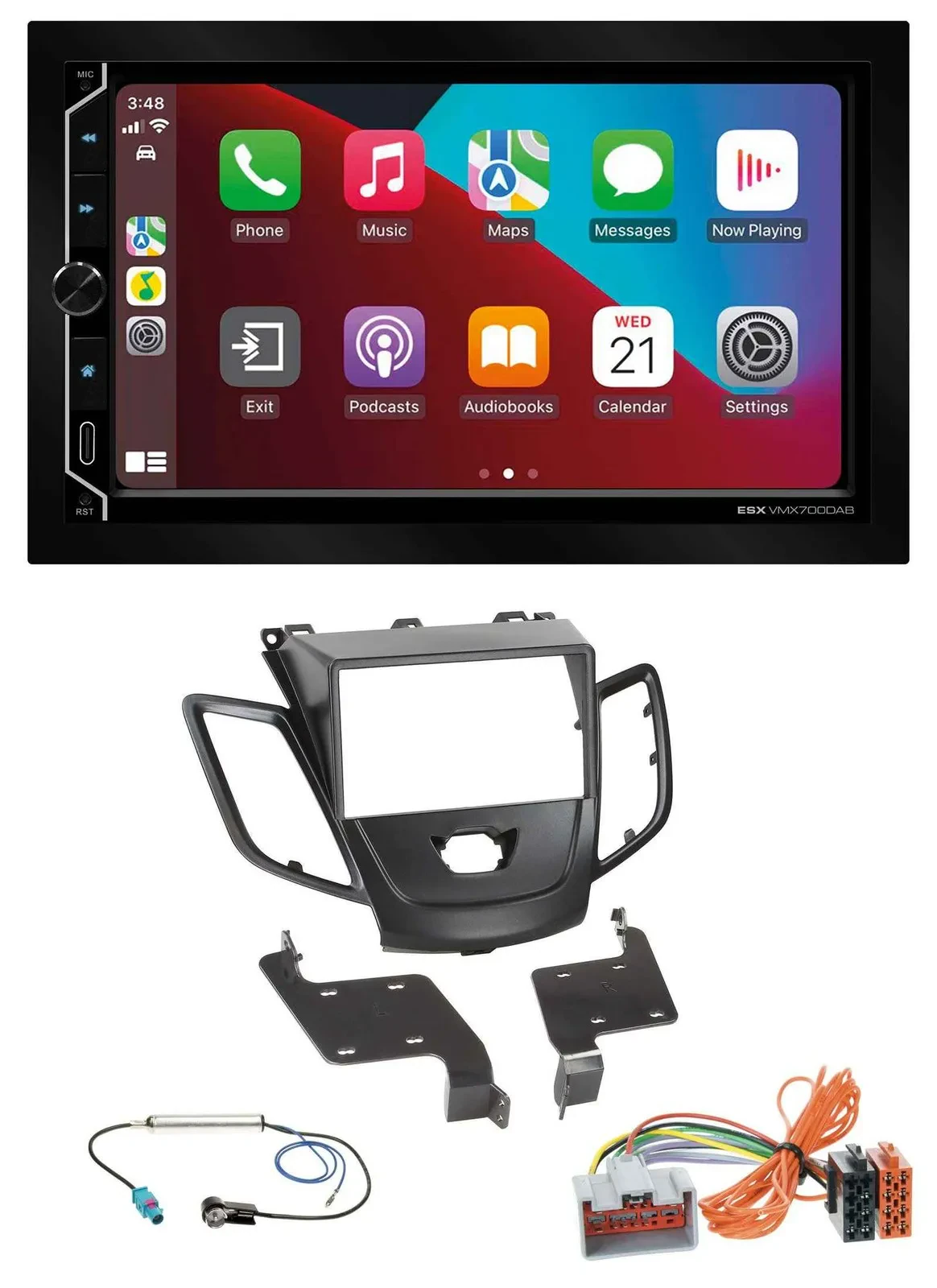 ESX 2DIN DAB USB MP3 Bluetooth Autoradio für Ford Fiesta 08-10 schwarz