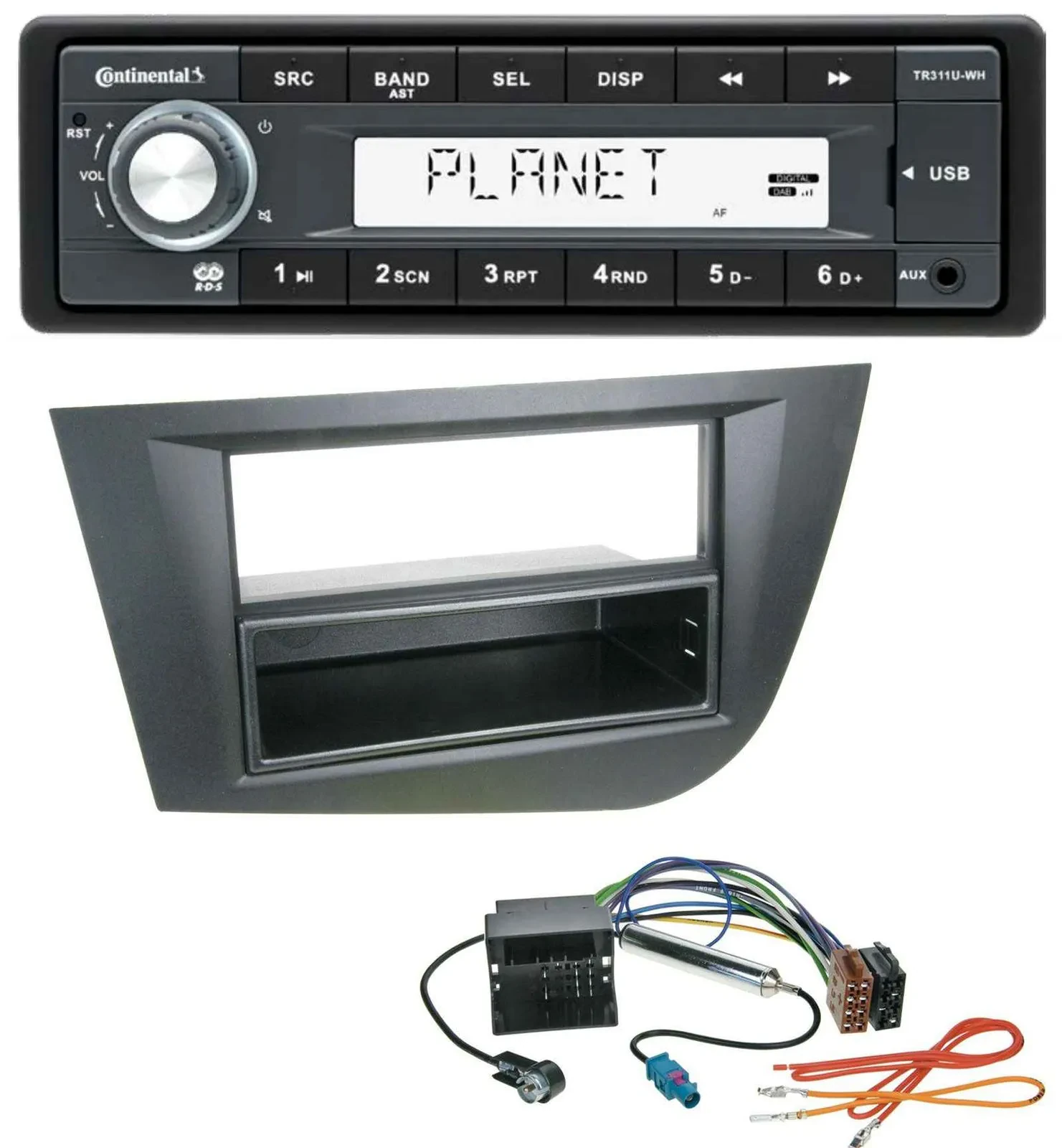 Continental USB MP3 AUX 1DIN Autoradio für Seat Leon (ab 05) - schwarz