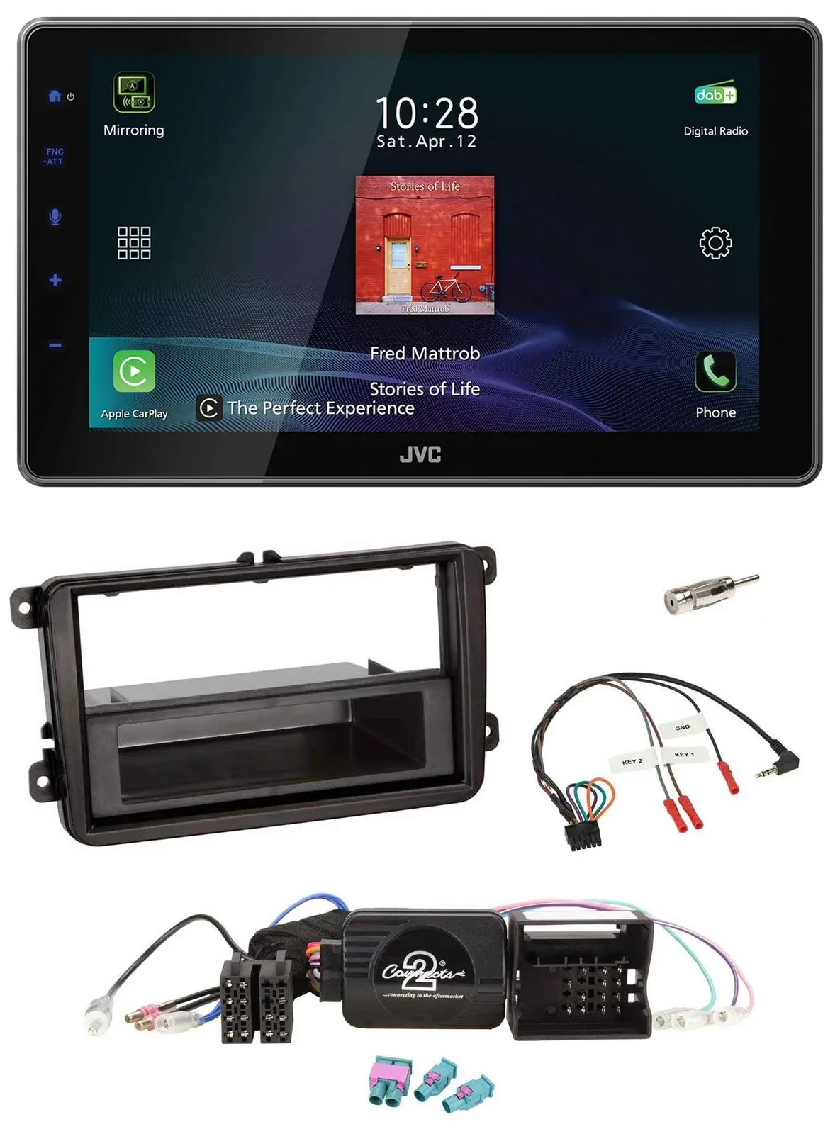 JVC DAB Lenkrad Bluetooth USB Autoradio für VW Passat Polo Scirocco Sharan Tigua