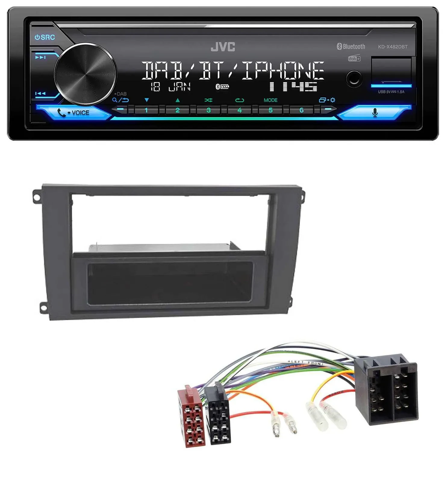 Автомагнитола для Porsche Cayenne (2002–2007) JVC Bluetooth DAB USB MP3