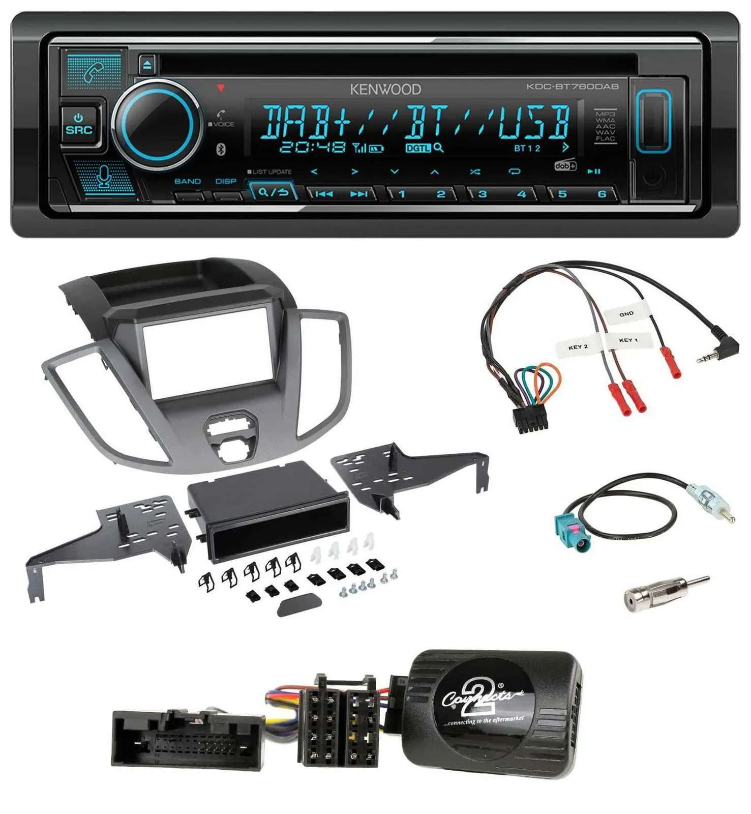Kenwood Lenkrad Bluetooth DAB USB CD Autoradio für Ford Transit V363 15-18 ohne