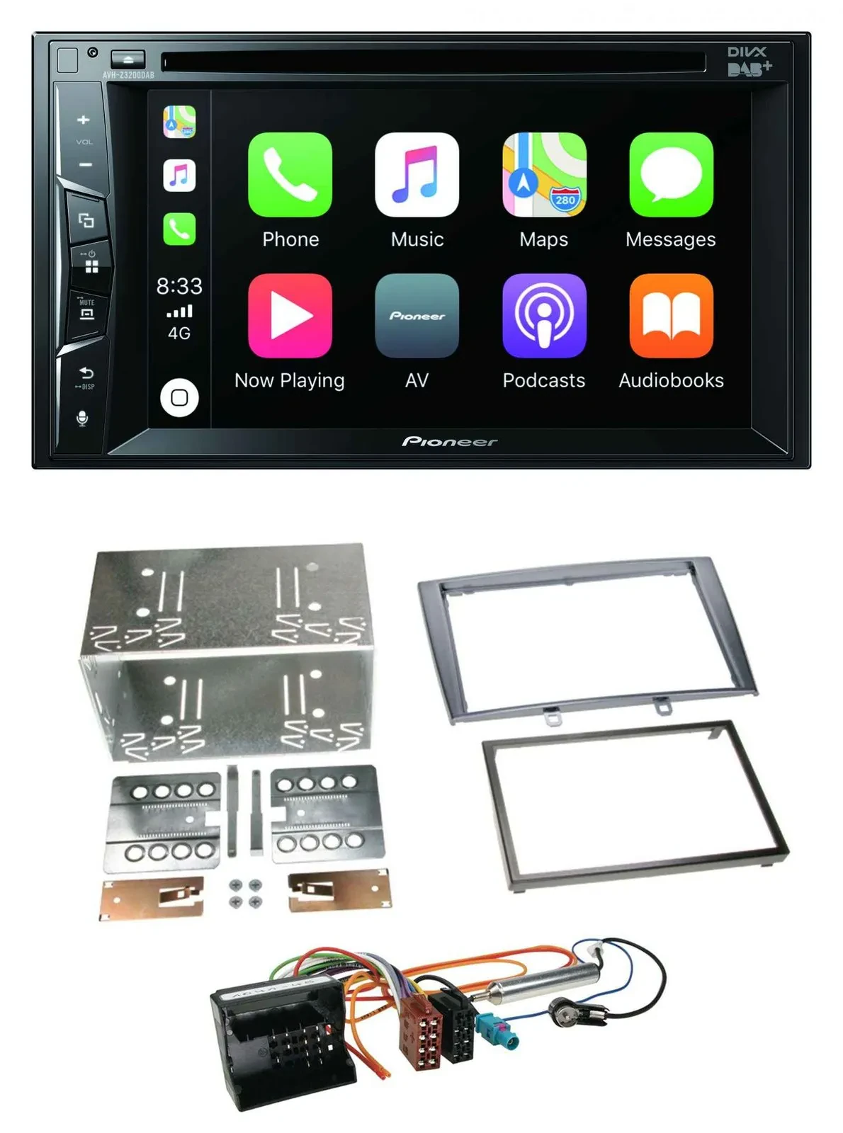 Pioneer MP3 USB DVD Bluetooth DAB 2DIN Autoradio für Peugeot 308 07-09 silber