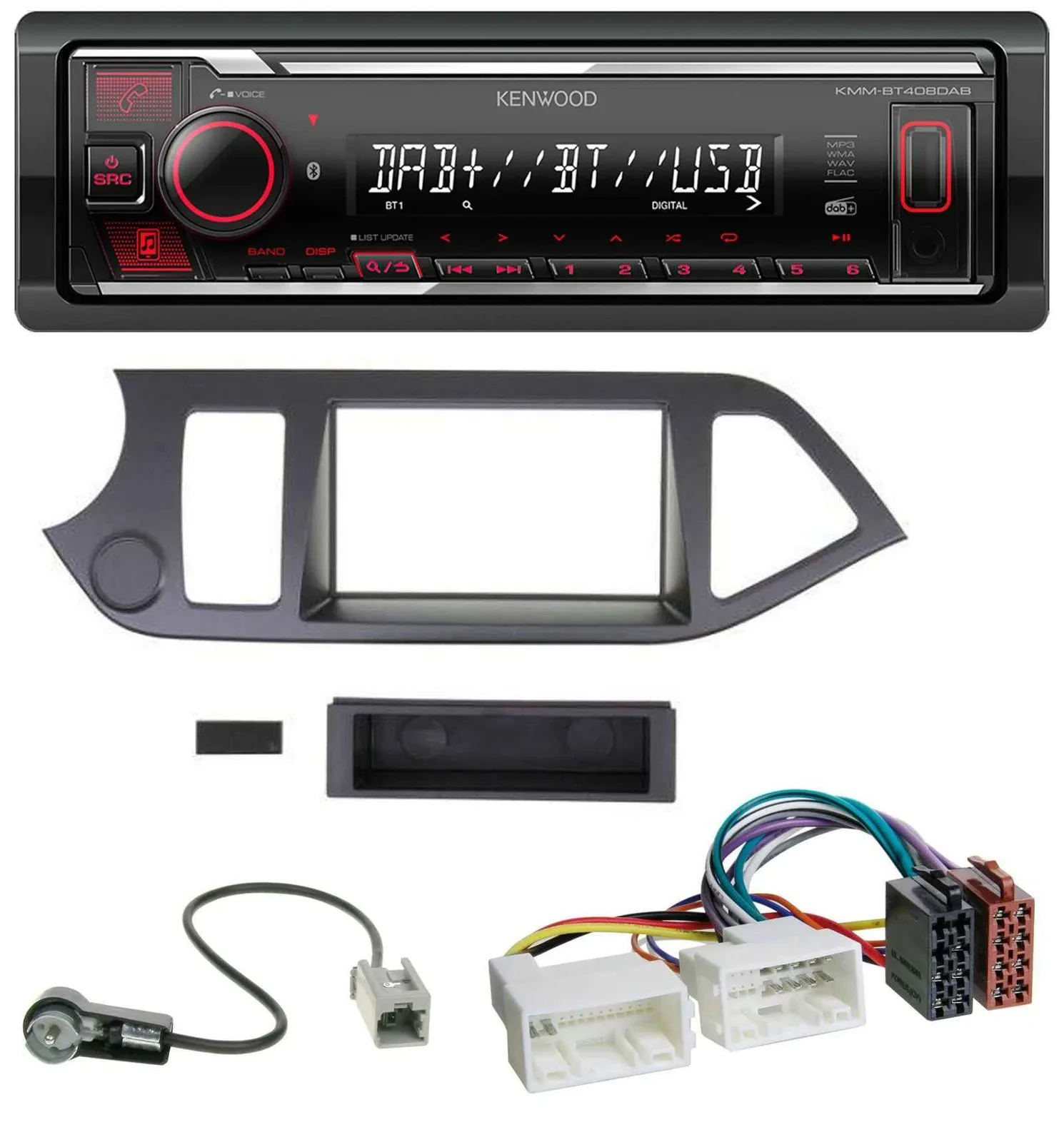 Автомагнитола для Kia Picanto (с 2011) Kenwood Bluetooth USB DAB MP3 без Start-Stop