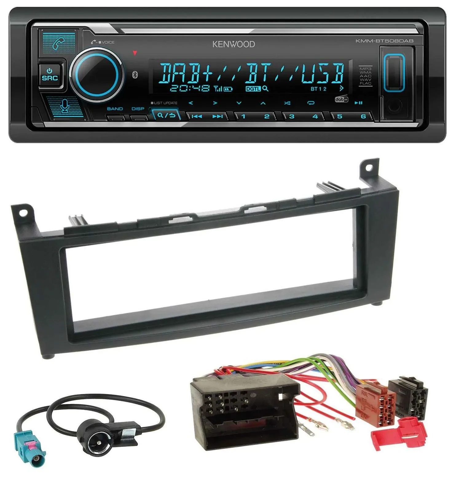 Kenwood Bluetooth MP3 DAB USB Autoradio für Mercedes C-Klasse W204 ab 2007