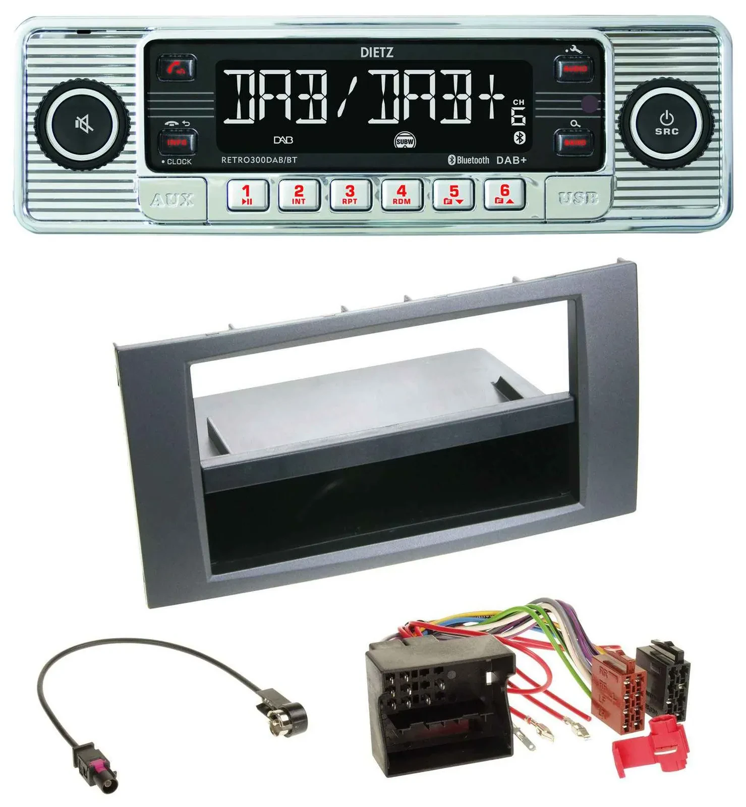 Dietz Bluetooth MP3 DAB USB Autoradio für Ford Fusion Kuga Transit 05-12 anthraz