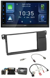 Автомагнитола JVC 2DIN, DAB, Bluetooth, USB, для BMW 3 Series E46 2000–2006, Quadlock