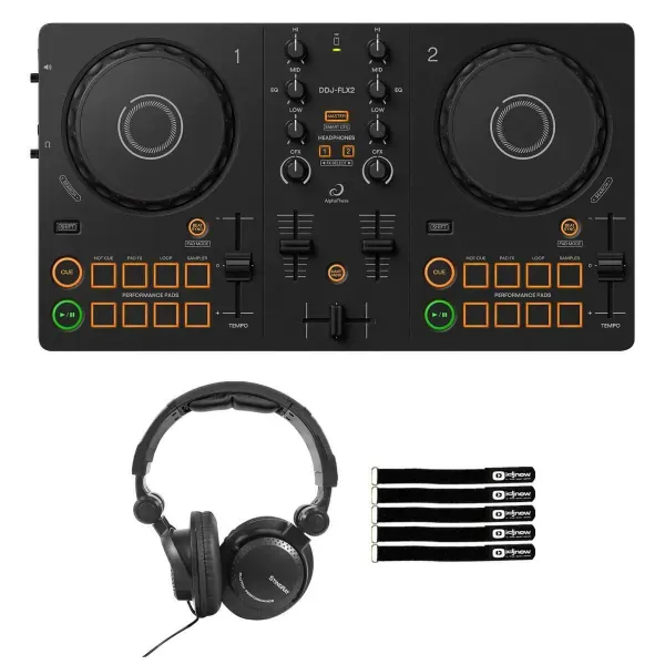 DJ-контроллер с джогом AlphaTheta DDJ-FLX2 Black с аксессуарами