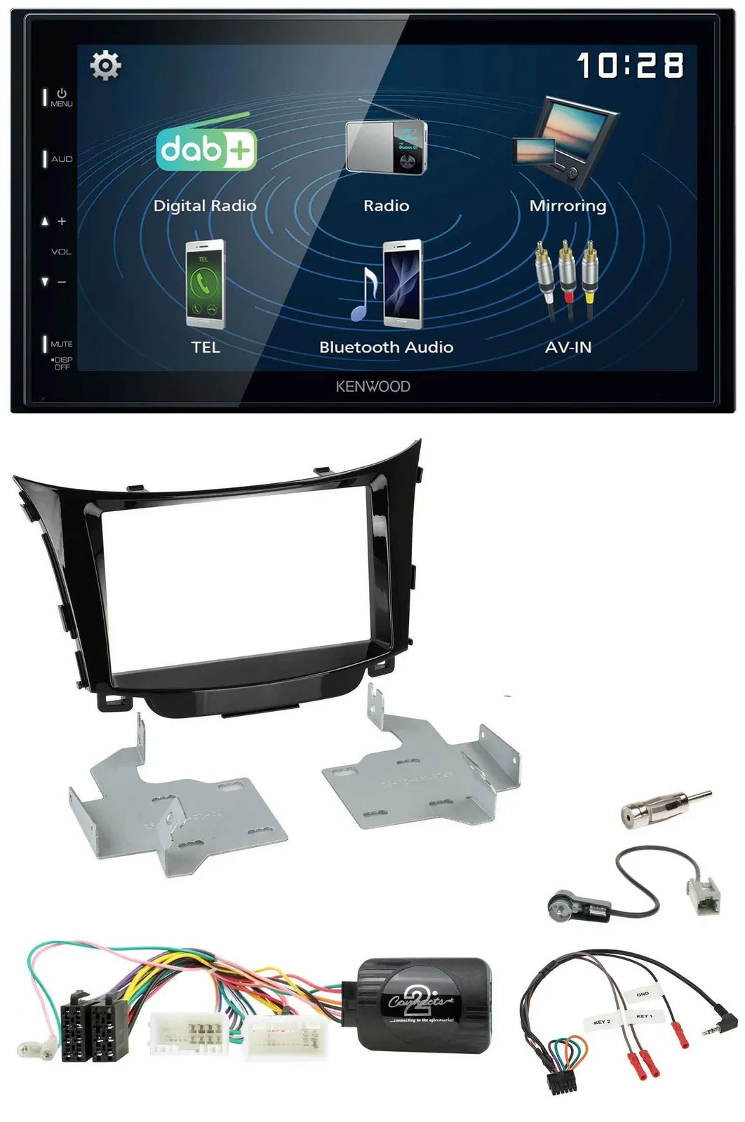 Автомагнитола Kenwood 2DIN Bluetooth USB DAB для Hyundai i30 (2012–2017)