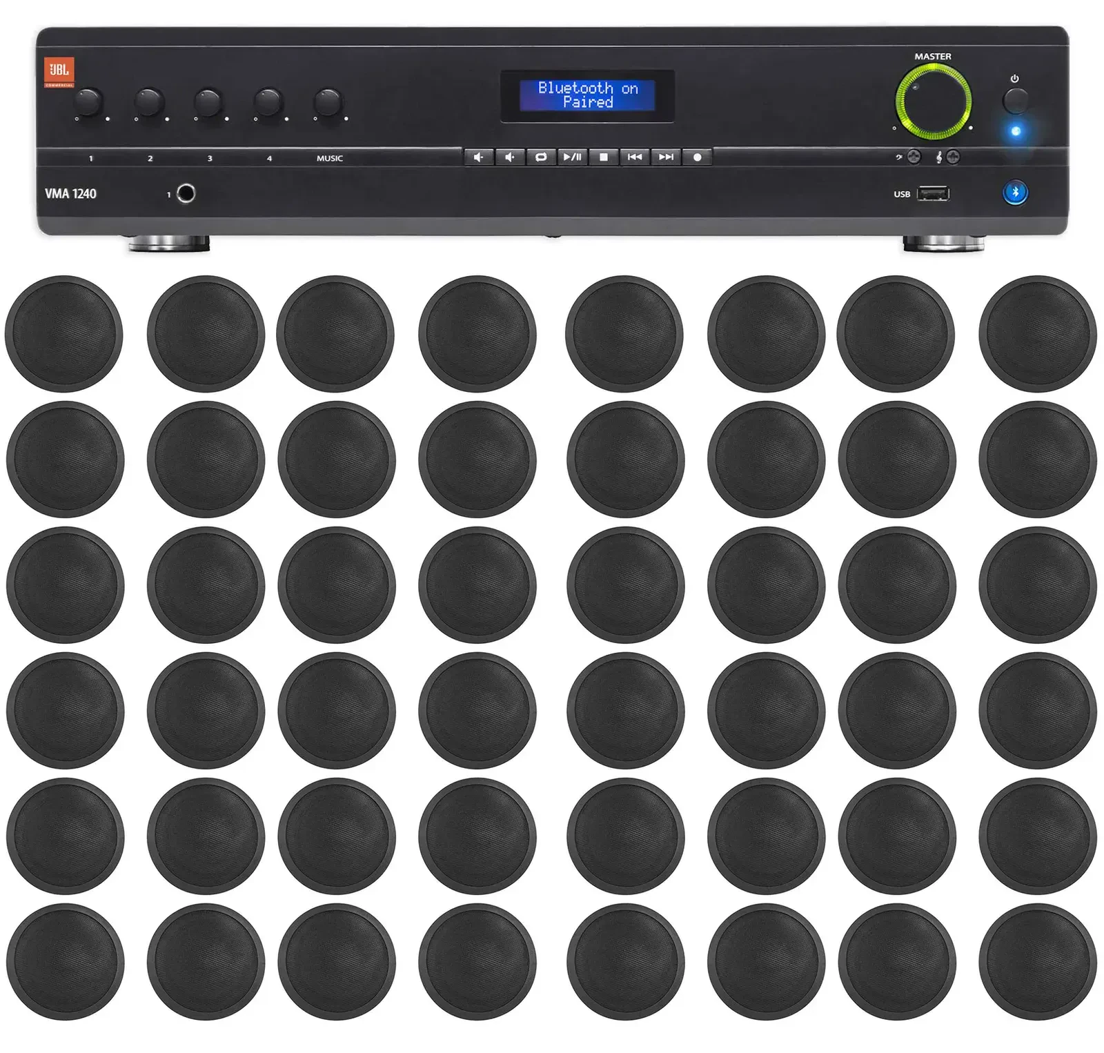 Потолочная акустика JBL CCL5T Black с усилителем (48 штук)