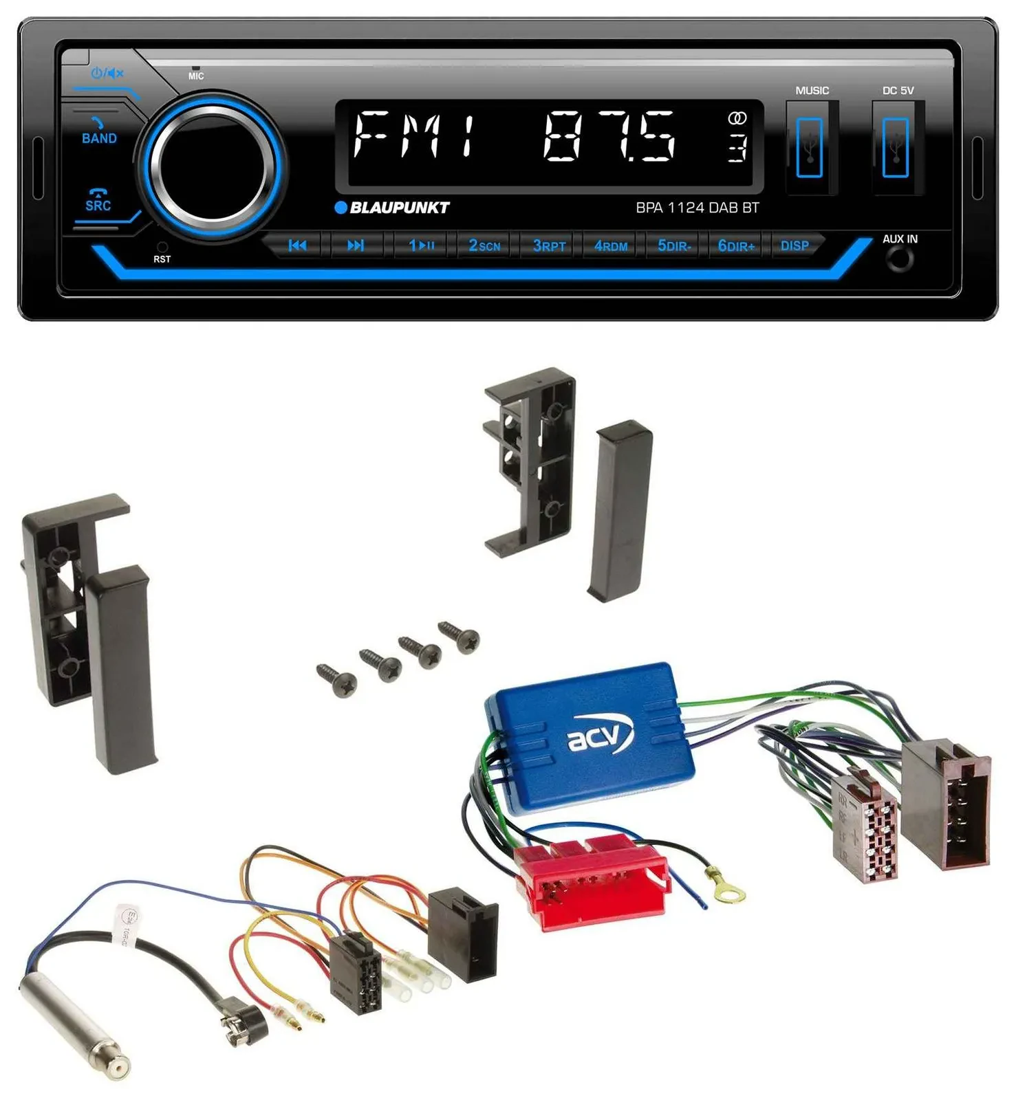 Автомагнитола Blaupunkt Bluetooth, USB, DAB, MP3 (совместима с Audi A2, A3 8L, A4 B5, A6 C5, Aktivsys)