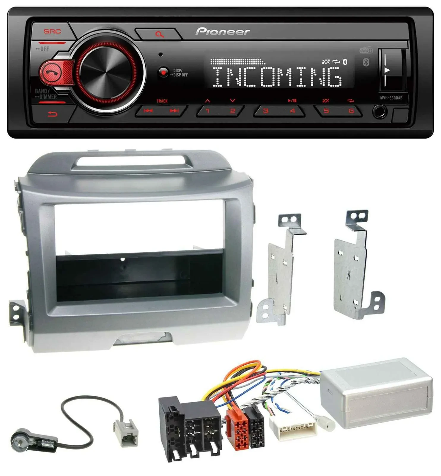 Pioneer Bluetooth USB DAB Lenkrad Autoradio für Kia Sportage 3 10-15 Navi silber