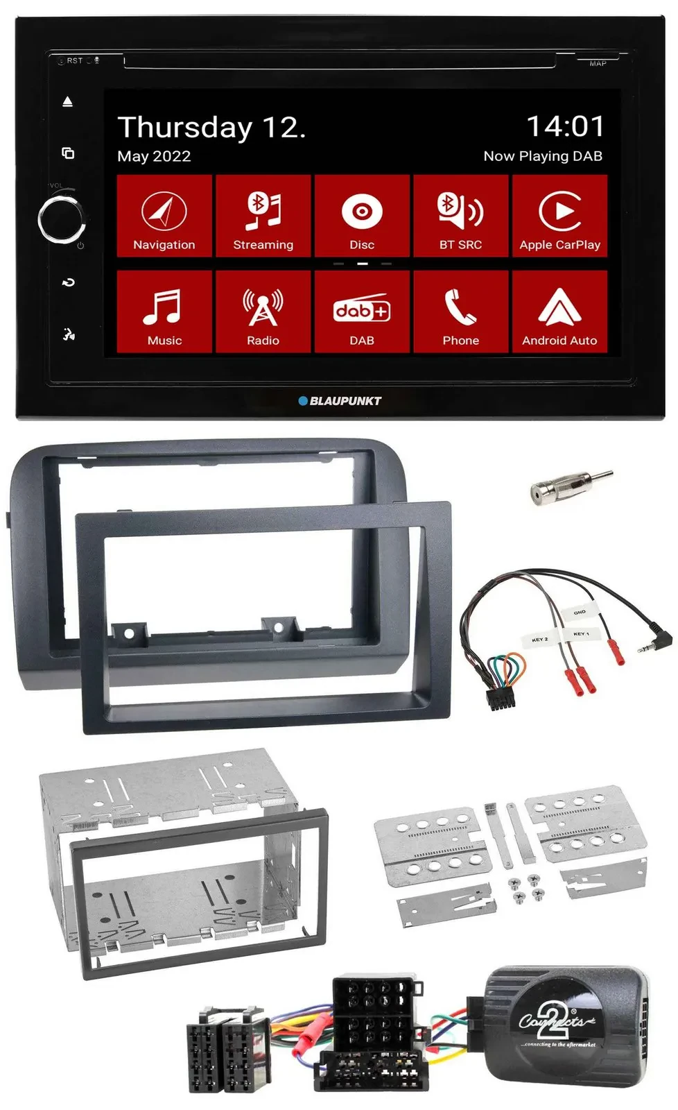 Автомагнитола для Fiat Croma 2005–2010 Blaupunkt 2DIN, DVD, Bluetooth, DAB, USB