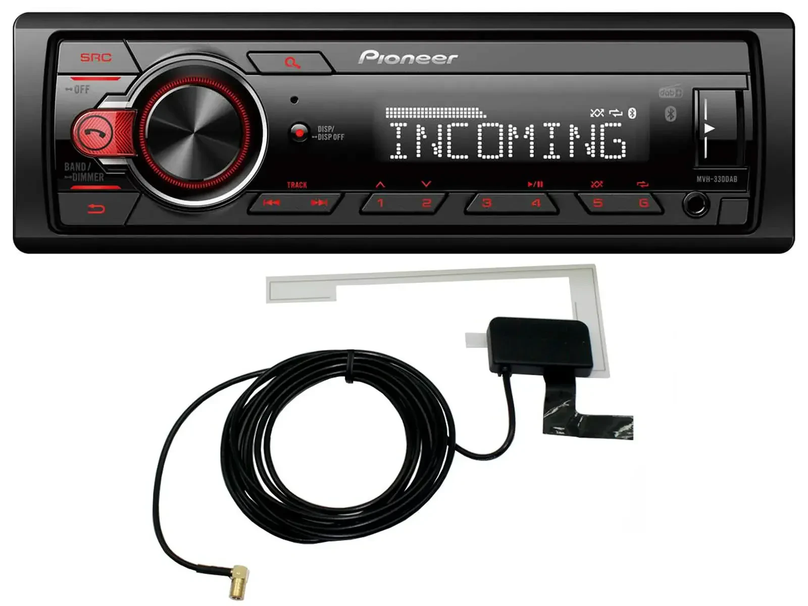 Автомагнитола Pioneer MVH-330DABAN DAB, Bluetooth, USB, AUX, MP3, с DAB-антенной