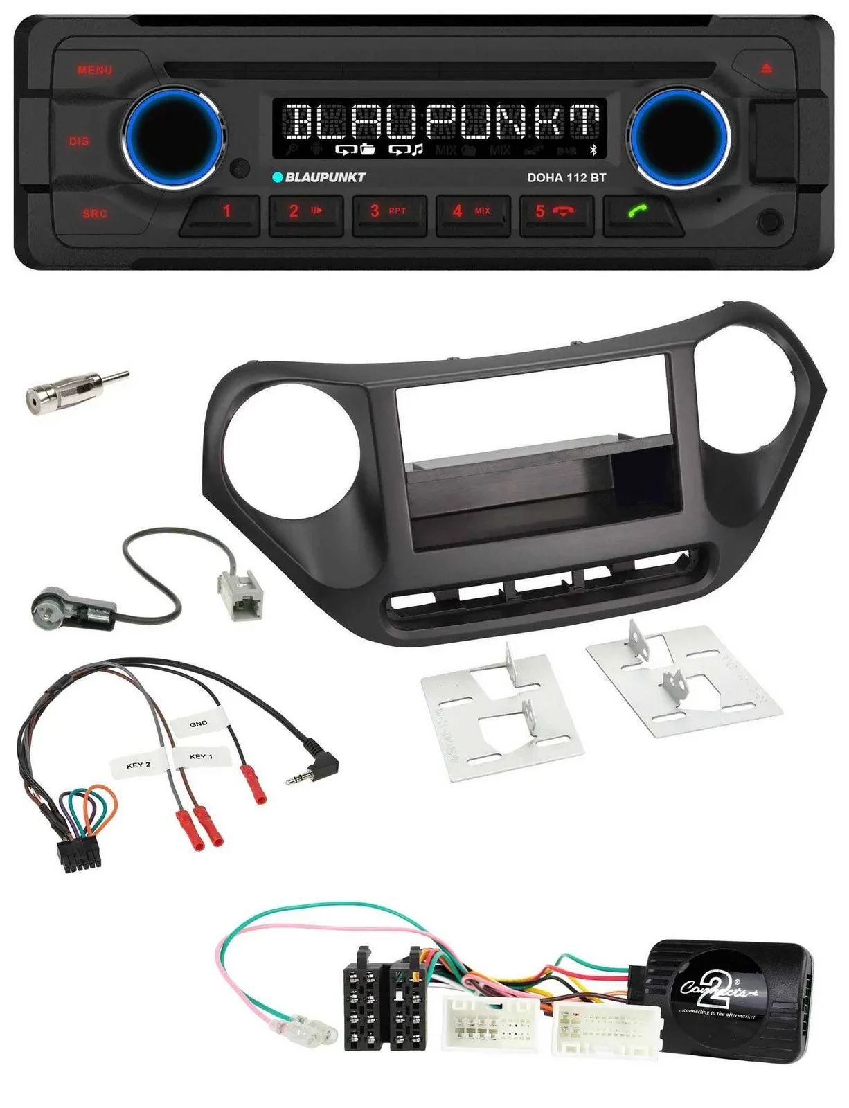 Автомагнитола для Hyundai i10 Blaupunkt CD, MP3, Bluetooth, USB, черная