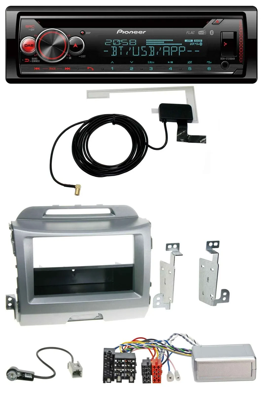 Pioneer DAB CD Lenkrad USB Bluetooth Autoradio für Kia Sportage 3 2010-15 silber