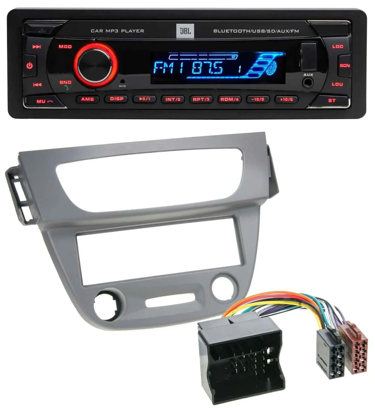 JBL AUX MP3 USB Bluetooth SD Autoradio für Renault Megane 3 Quadlock 09-14 grau