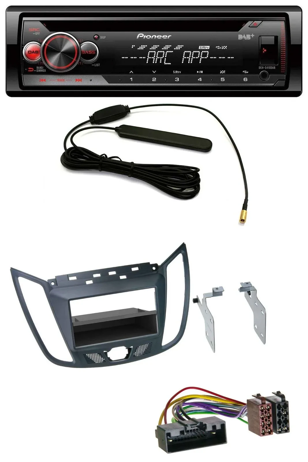 Pioneer CD USB AUX DAB MP3 Autoradio für Ford C-Max / Kuga - dunkelgrau