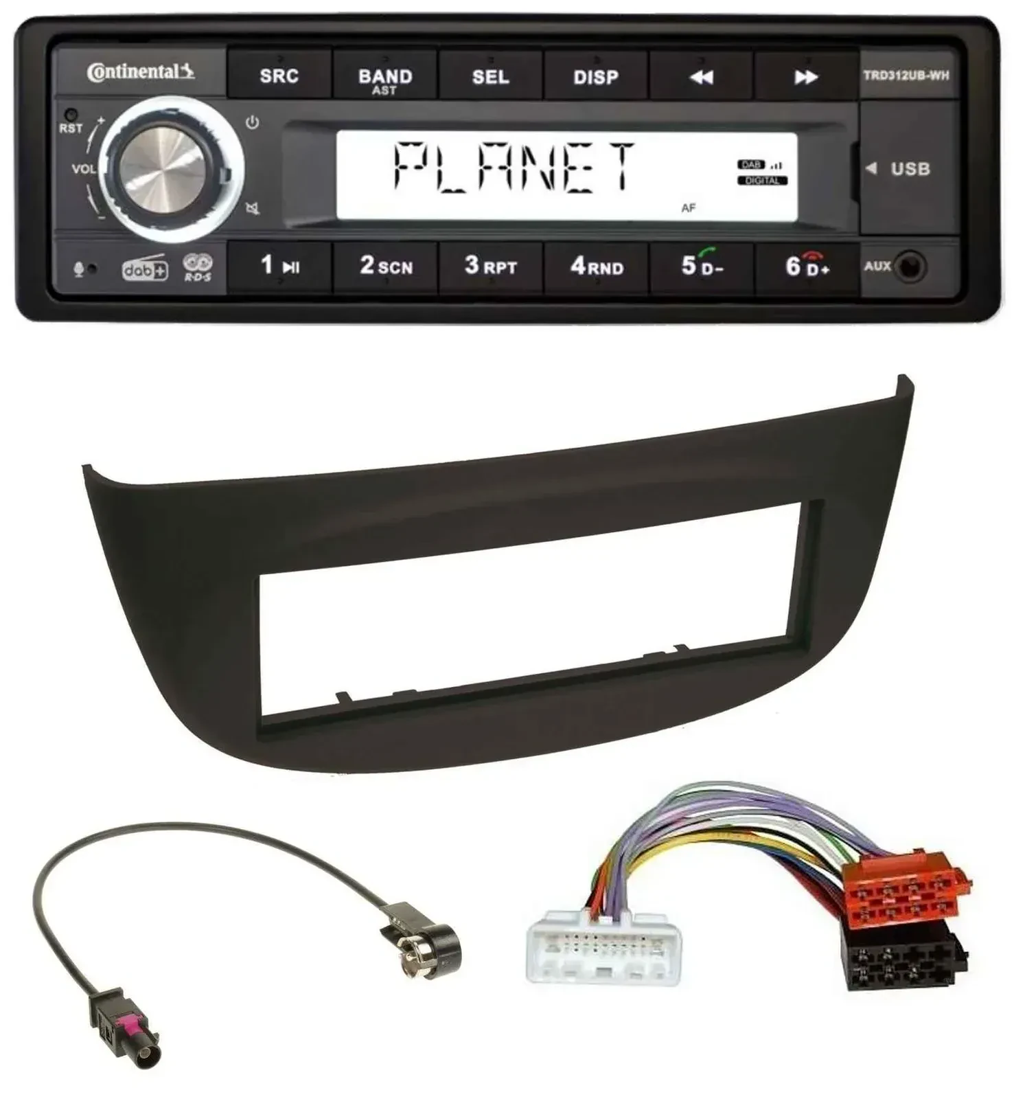 Continental USB 1DIN AUX DAB MP3 Autoradio für Renault Twingo ab 2015 schwarz