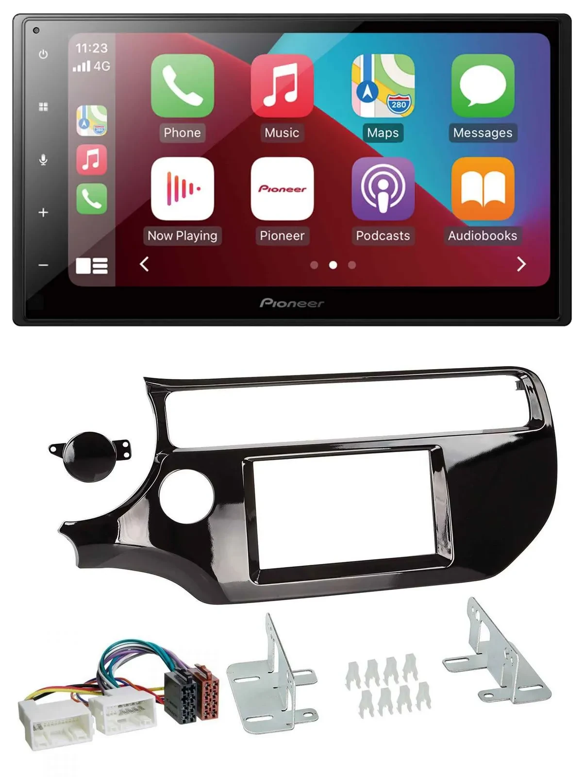Автомагнитола Pioneer 2DIN, USB, MP3, DAB, Bluetooth для Kia Rio UB (с 2015), черный глянец (piano black)