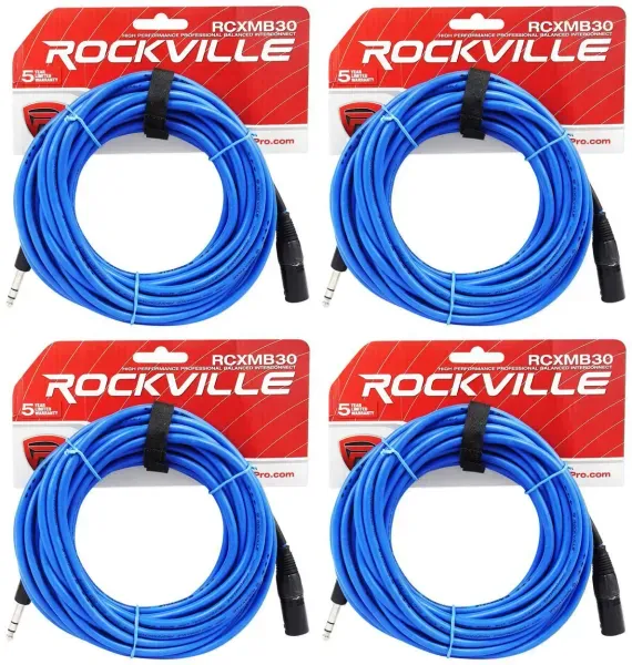 Коммутационный кабель Rockville RCXMB30-BL Blue 9.1 м (4 штуки)