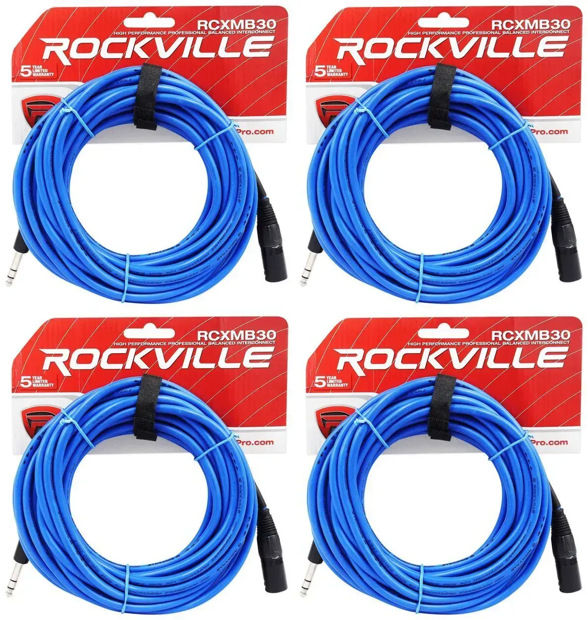 Коммутационный кабель Rockville RCXMB30-BL Blue 9.1 м (4 штуки)
