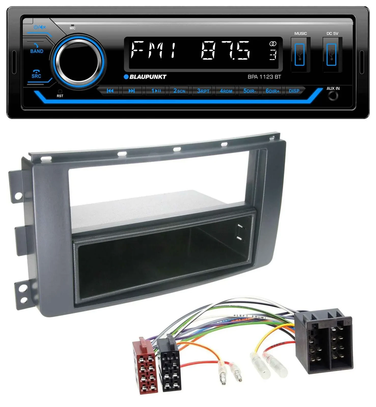 Blaupunkt MP3 Bluetooth USB AUX Autoradio für Smart ForFour 454 ForTwo 451 ISO