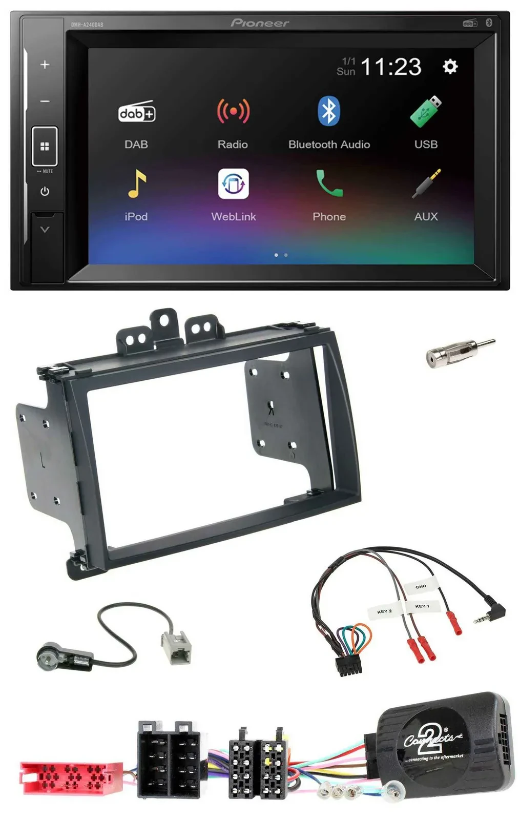 Автомагнитола Pioneer 2DIN DAB Bluetooth USB для Hyundai i20 (2009–2012) черная
