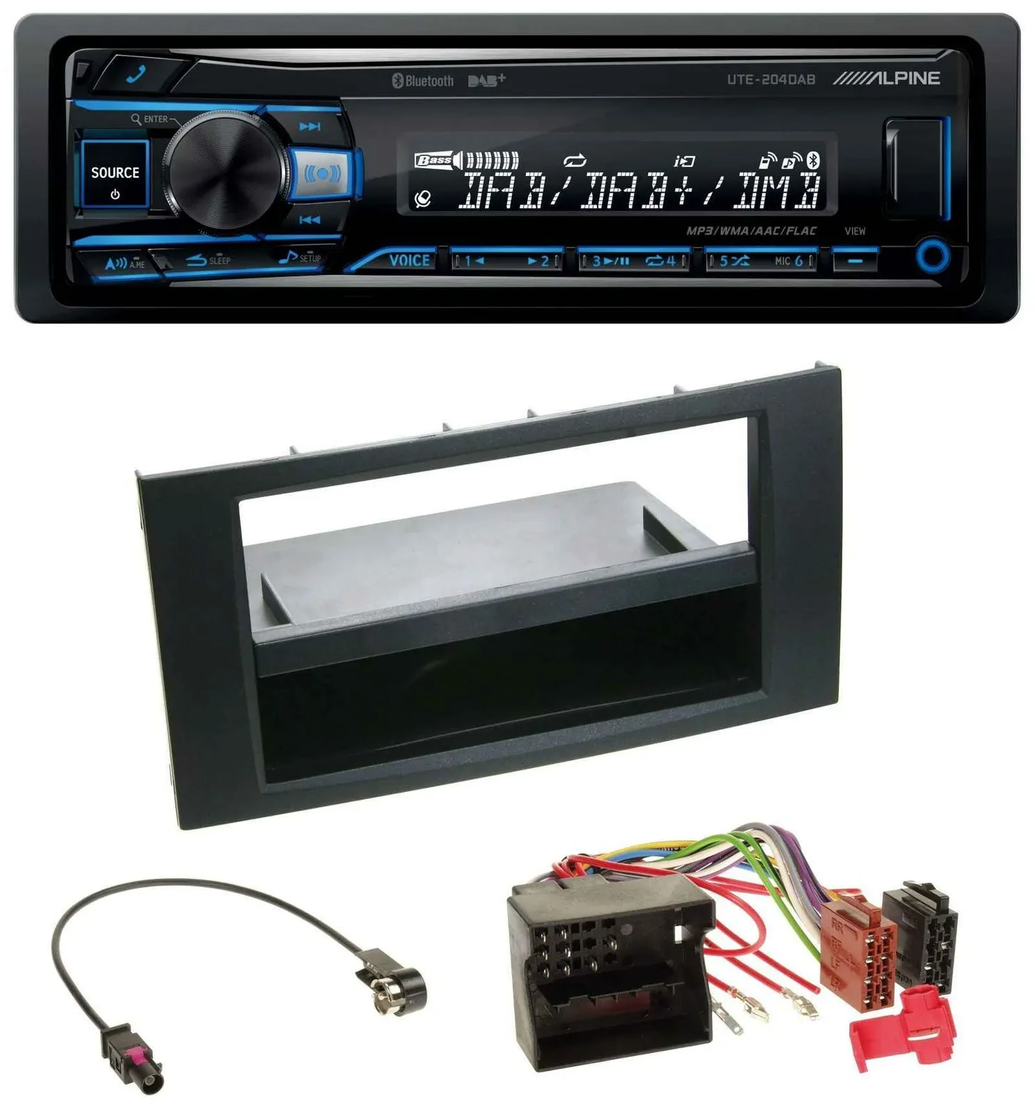 Alpine USB Bluetooth DAB MP3 Autoradio für Ford Fusion Transit Kuga 05-12 schwar