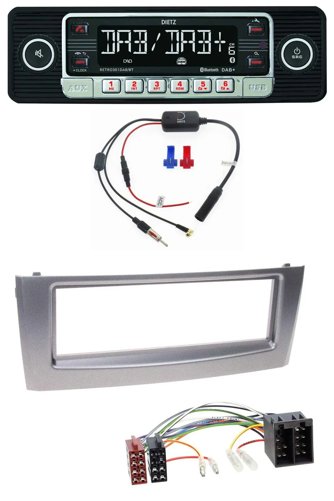 Dietz MP3 DAB Bluetooth USB Autoradio für Fiat Punto Grande Punto ab 05 grau