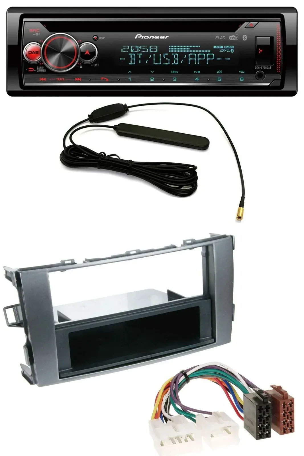 Автомагнитола для Toyota Auris (2007–2012) Pioneer USB DAB Bluetooth CD MP3 антрацит-серый