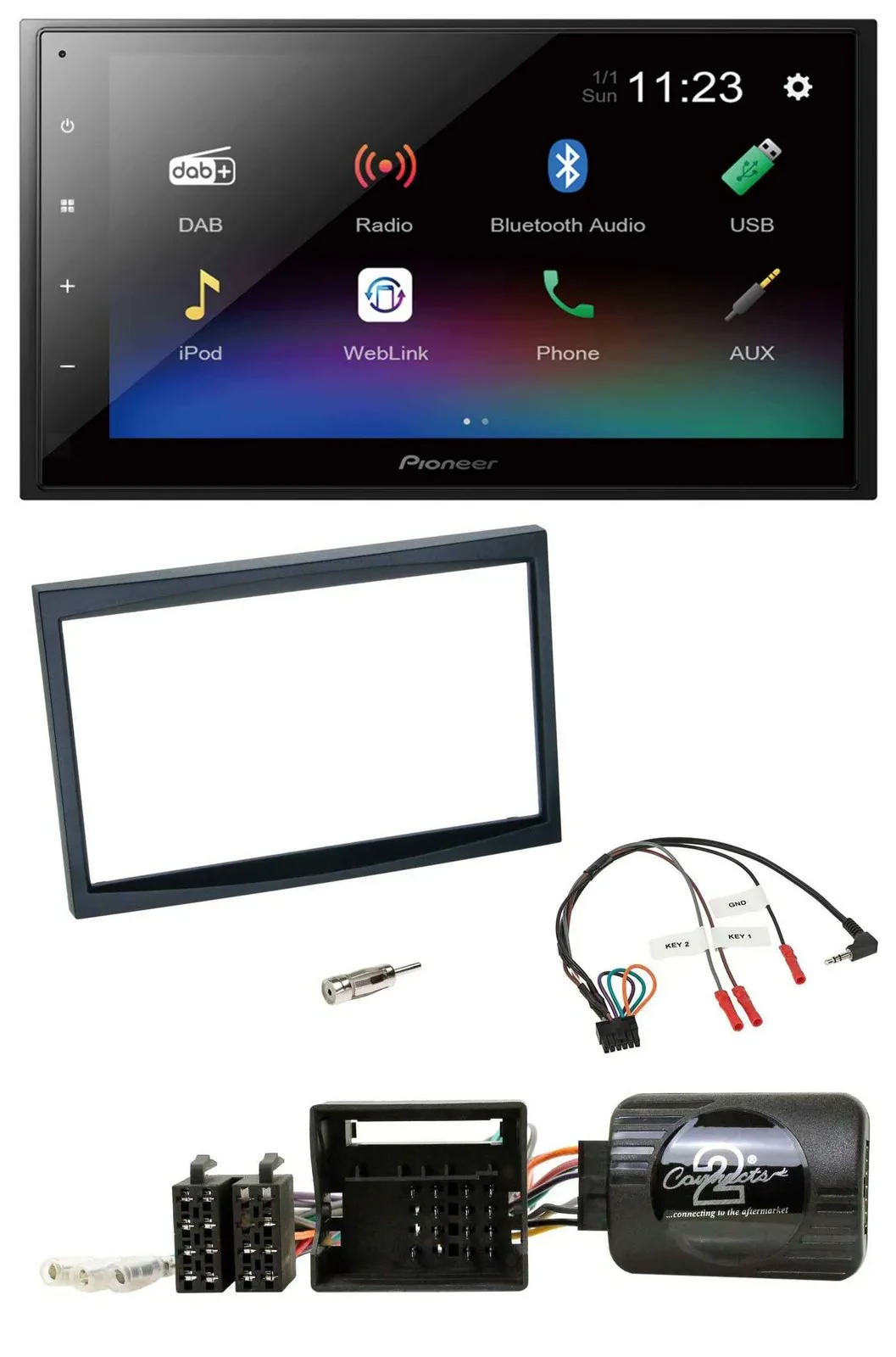 Автомагнитола Pioneer 2DIN USB Bluetooth DAB для Citroen C2/C3/Berlingo/Jump