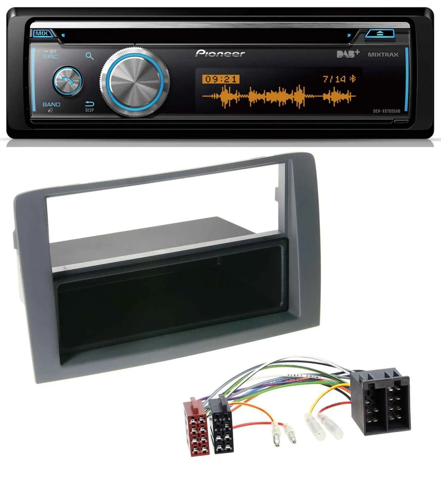 Pioneer MP3 DAB USB CD Bluetooth Autoradio für Fiat Idea (350, 03-11) - grau