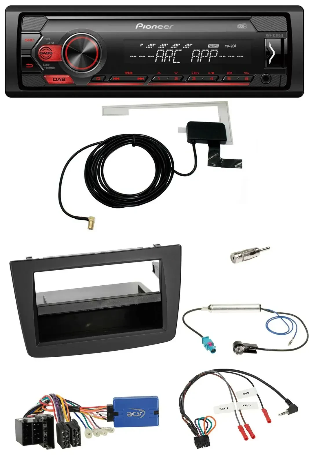 Автомагнитола Pioneer 1-DIN, USB, DAB, MP3, поддержка кнопок на руле, для Alfa Romeo Mito (2013–2018), ISO