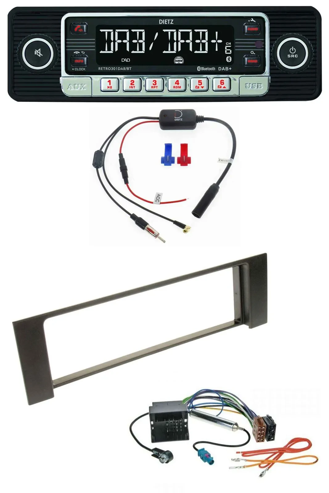 Dietz MP3 DAB Bluetooth USB Autoradio für Audi A4 00-04 B6 Quadlock Fakra