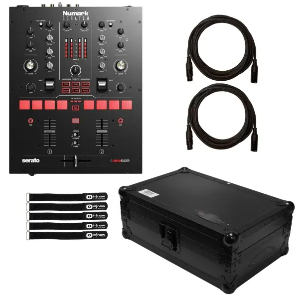 Numark Scratch 24 Bit 2-Ch Professional Serato DJ Mixer w Software & Black Case