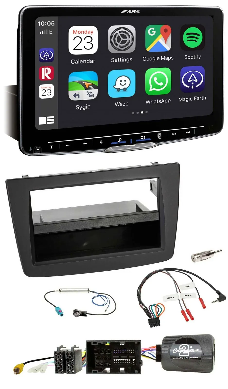 Автомагнитола для Alfa Romeo MiTo 955 (2014–2018) Alpine Bluetooth, USB, DAB, черный