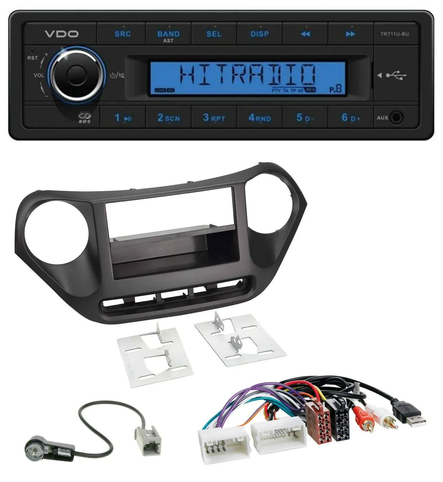 VDO AUX 1DIN MP3 USB Autoradio für Hyundai i10 (ab 2013) AUX USB
