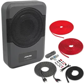 Alpine PWE-S8 | 120 Watt 8" Amplified Compact Subwoofer w/ Amp Kit