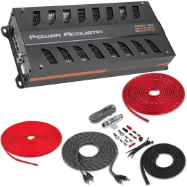 Power Acoustik SB1.5000D 1700 W Class‑D Monoblock Amp + Amp Kit