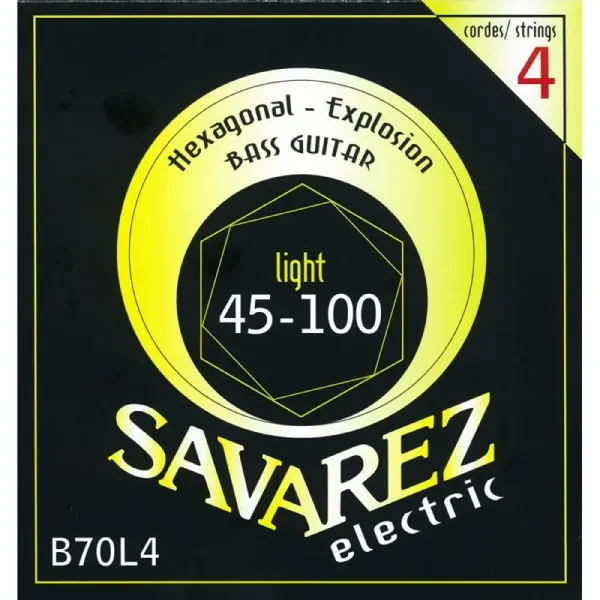 Струны для бас-гитары Savarez B70L4 Hexagonal Explosion Light 45-100