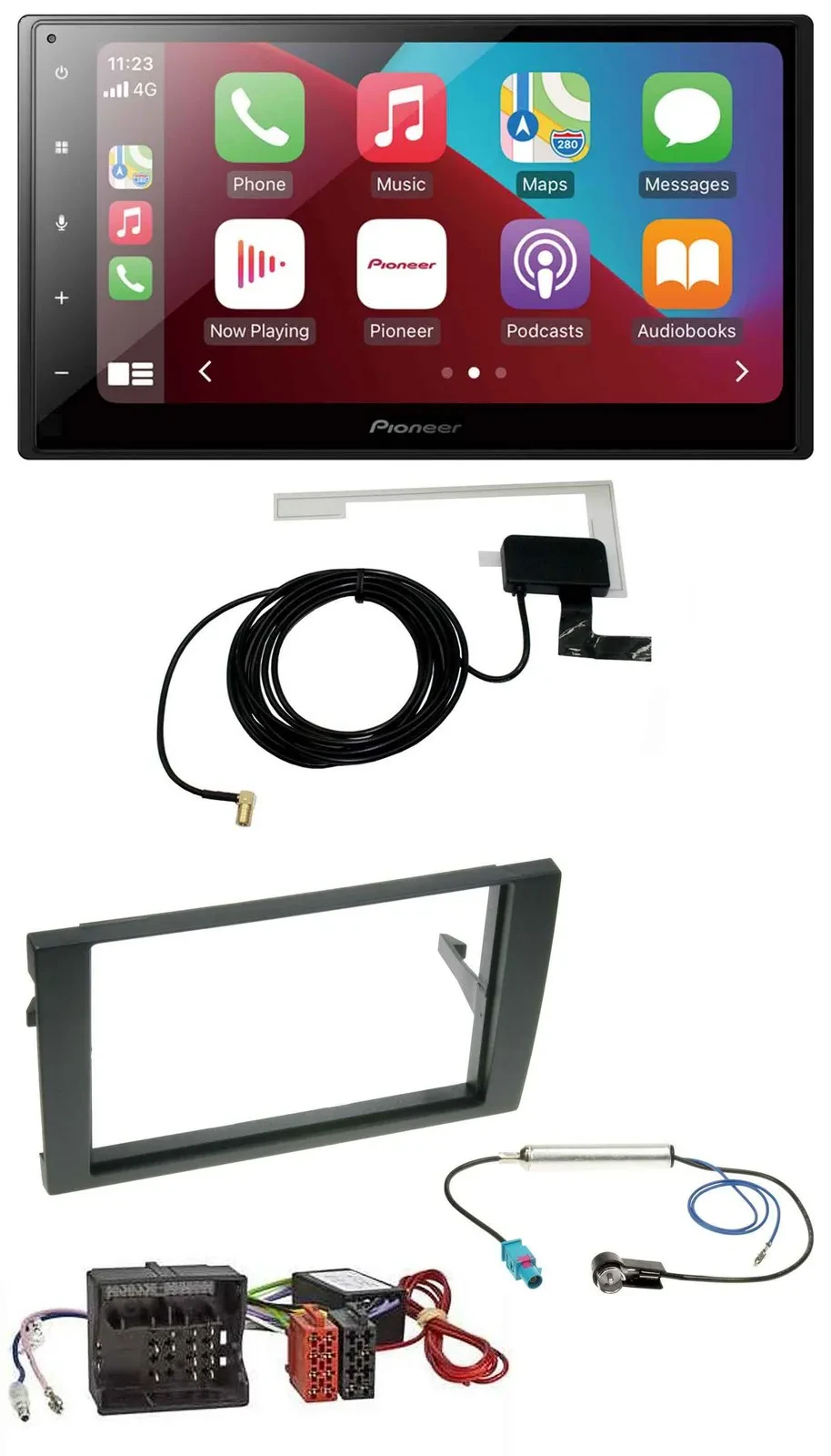 Автомагнитола Pioneer 2DIN USB, Bluetooth, DAB, MP3 для Audi A4 B7 (2004–2008) для активной системы