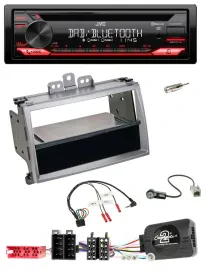 Автомагнитола JVC CD, DAB, USB, Bluetooth для Hyundai i20 (2009–2011), серебристый, ISO