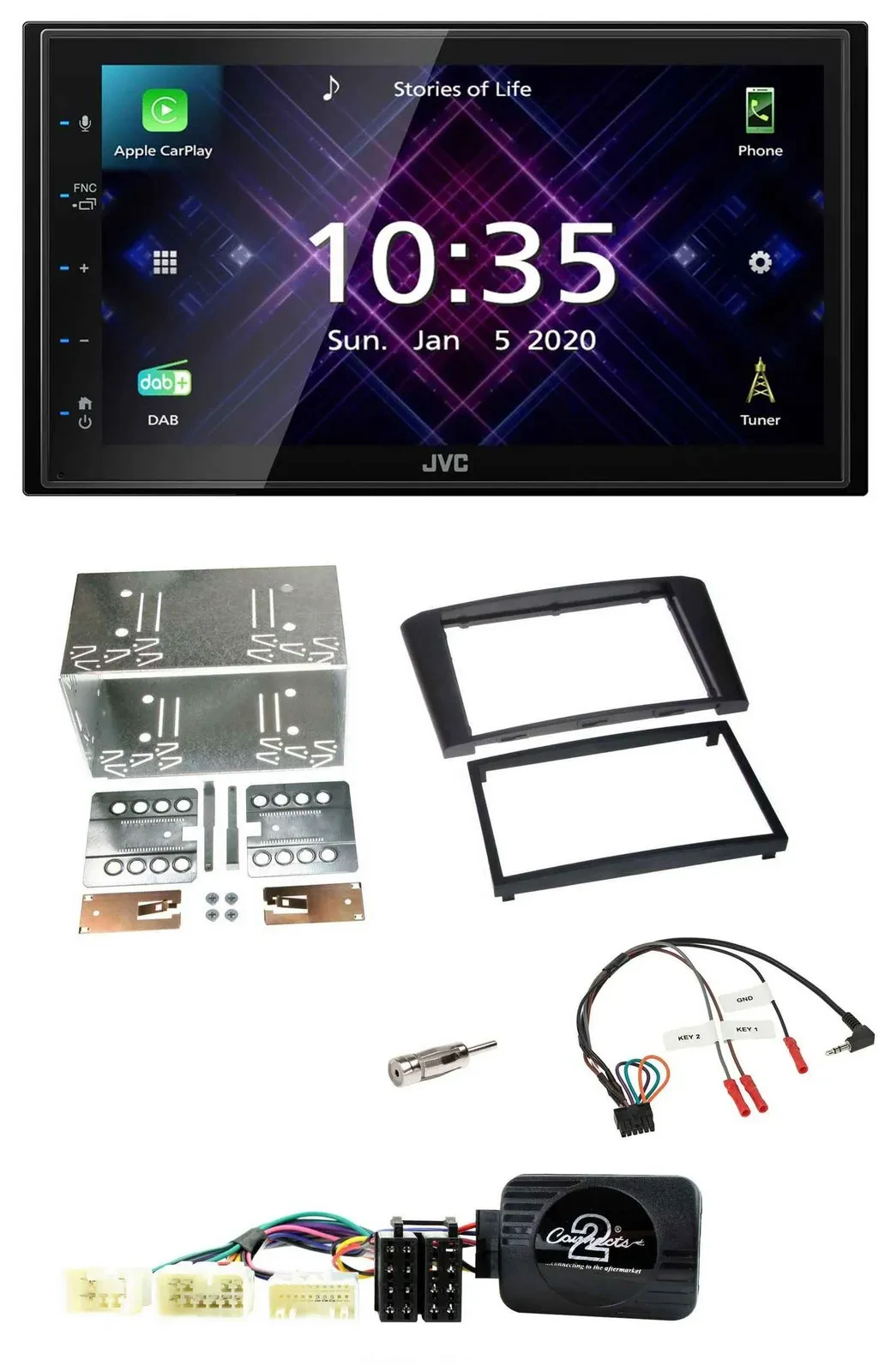 JVC DAB 2DIN Lenkrad Bluetooth USB Autoradio für Toyota Avensis 2003-2009