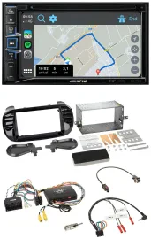 Alpine DAB TMC Bluetooth 2DIN USB Lenkrad Navigation für Fiat 500 2014-2015 schw