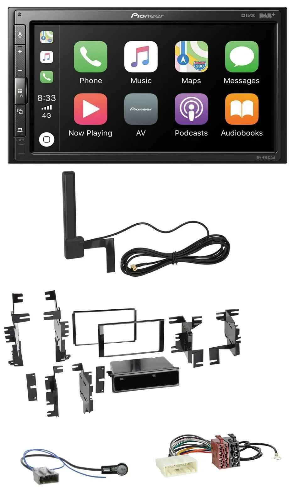 Pioneer USB 2DIN Bluetooth DAB MP3 Autoradio für Nissan Micra 13-17 schwarz glän