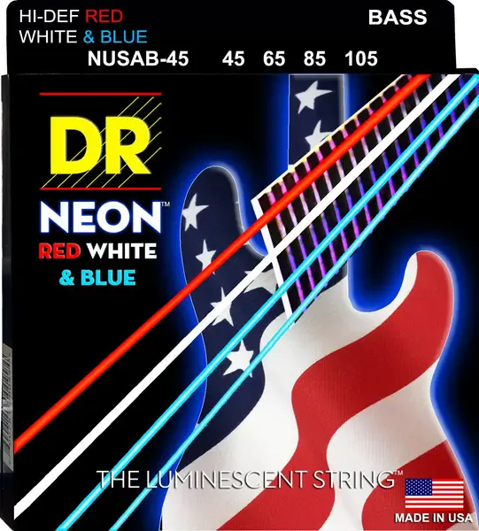 Струны для бас-гитары DR Strings HI-DEF NEON DR NUSAB-45, 45 - 105