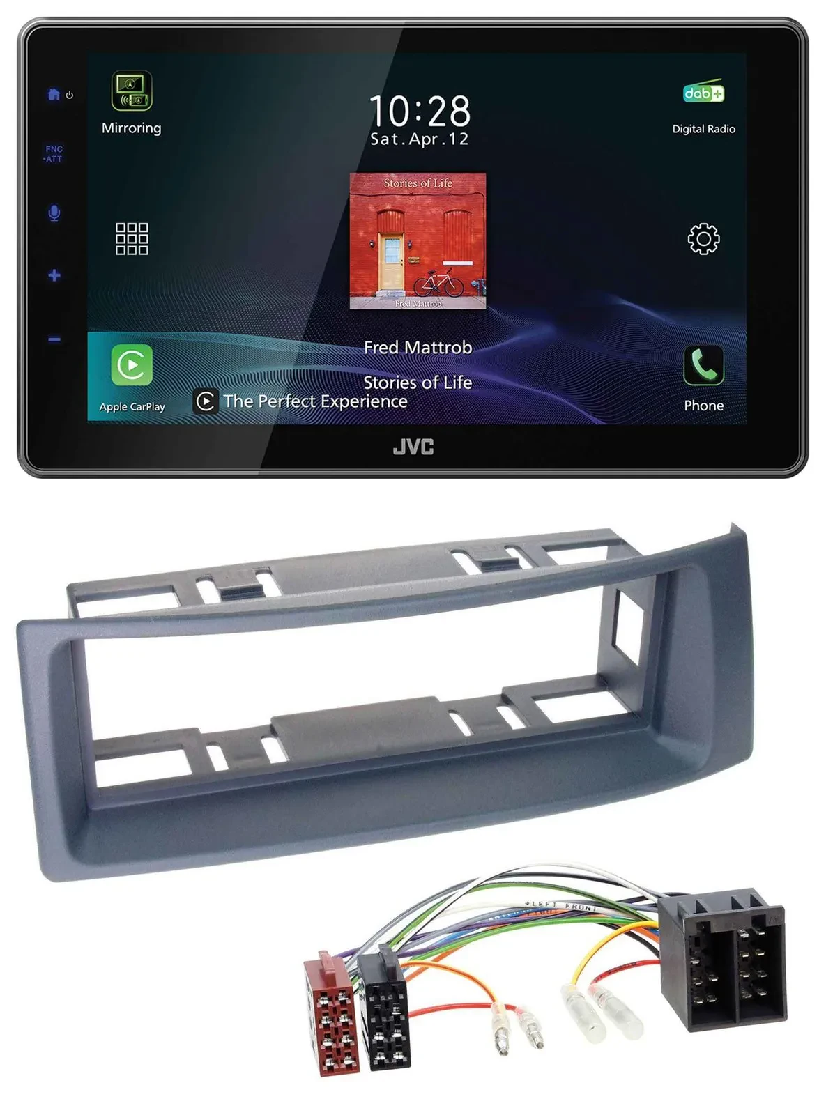 JVC DAB MP3 Bluetooth USB Autoradio für Renault Scenic Megane bis 03 grau