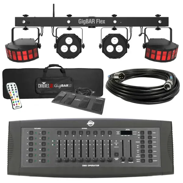 Chauvet DJ GigBAR Flex Derby Par Lighting Fixture System w ADJ DMX Controller