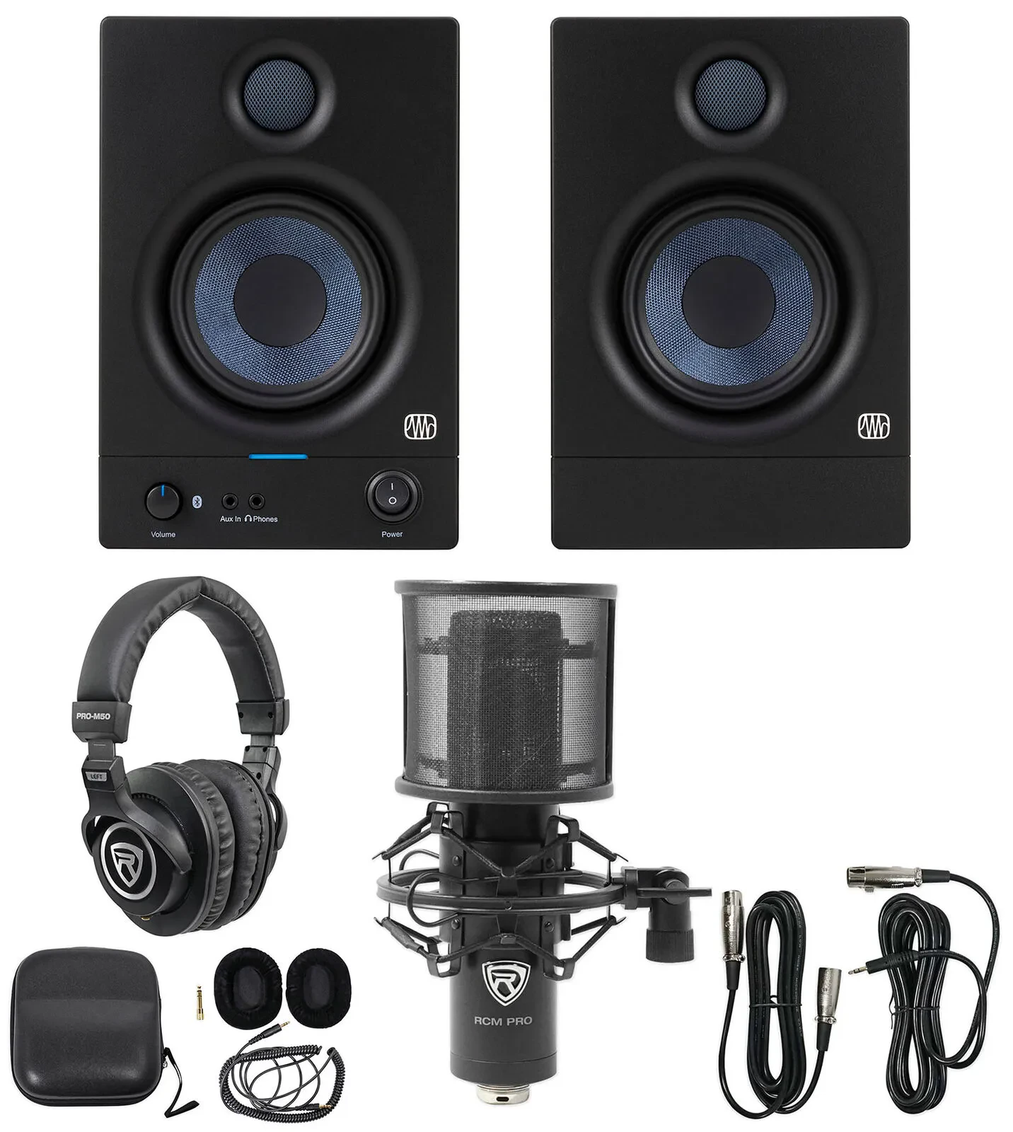 Pair Presonus Eris 4.5BT 2nd Gen 4.5" Studio Monitors w/Bluetooth+Mic+Headphones