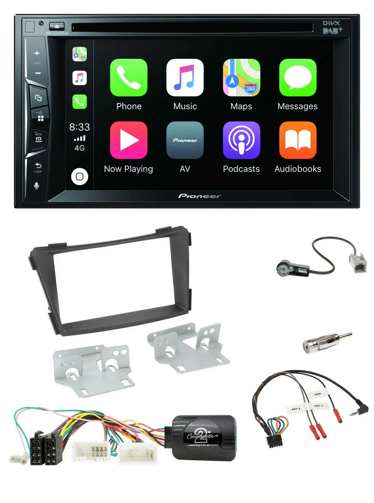 Автомагнитола для Hyundai i40 (VF) Pioneer 2DIN, USB, DVD, Bluetooth, DAB, поддержка кнопок на руле